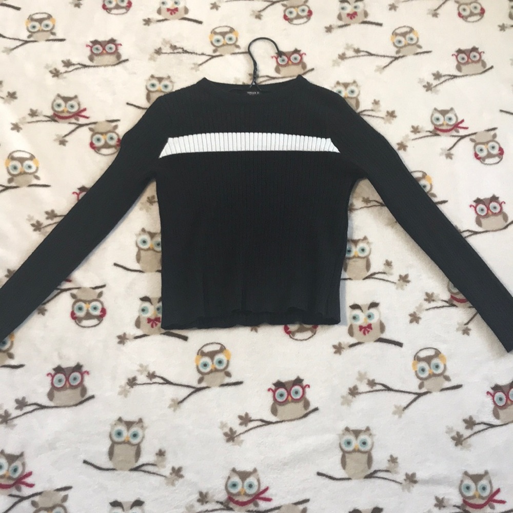 Black long sleeve w/t white stripe-Forever21